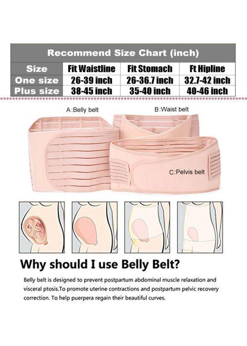 3 in 1 Postpartum Support - Recovery Belly/waist/pelvis Belt Shapewear Slimming  Girdle, Beige, One Size Beige One Size (Pack of 1)