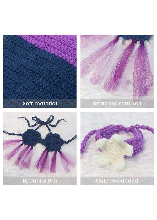Compra online de Recém-nascido Fotografia Bebê Adereços Outfit Foto  Fantasia Meninas Handmade Crochet Sereia Set Headband Bra Tail